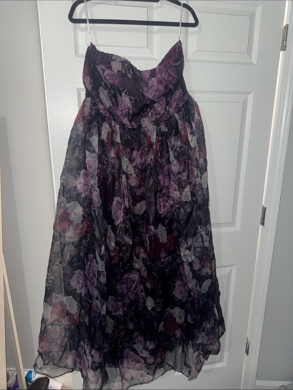 Lulu's Strapless Purple Floral Maxi Dress